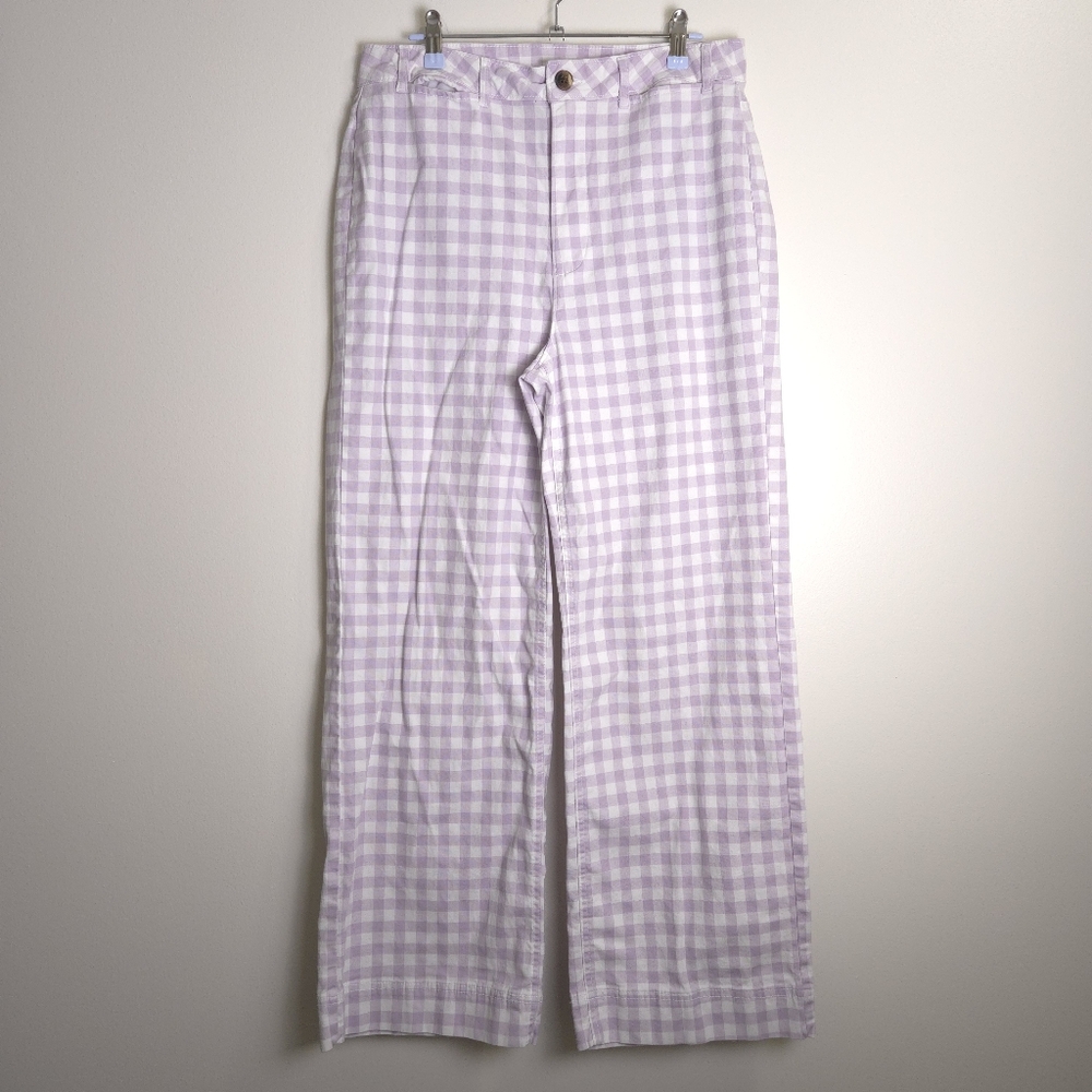 OLD NAVY Retro Gingham High-Waisted Cropped Wide-Leg Chino Pants‎ 10 Tall - Picture 2 of 10